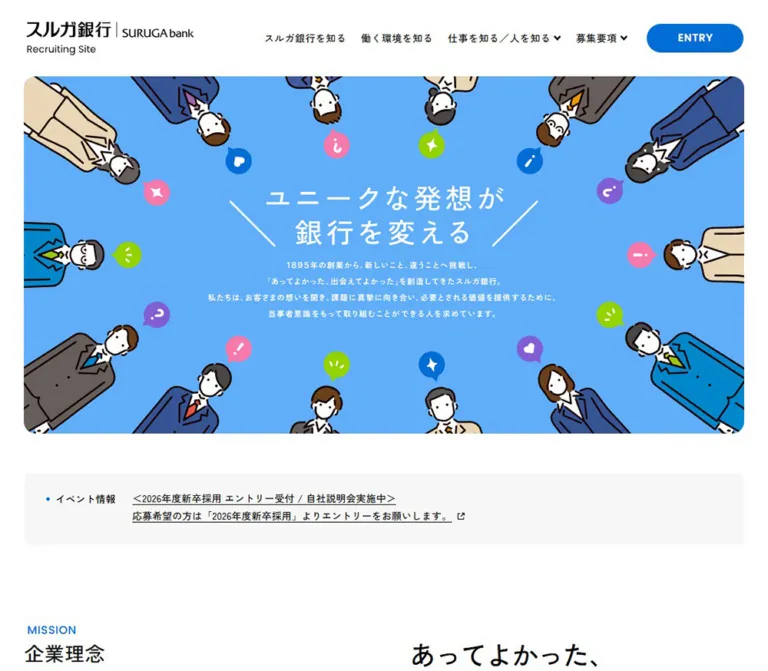スルガ銀行 採用サイトのWebサイトプレビュー