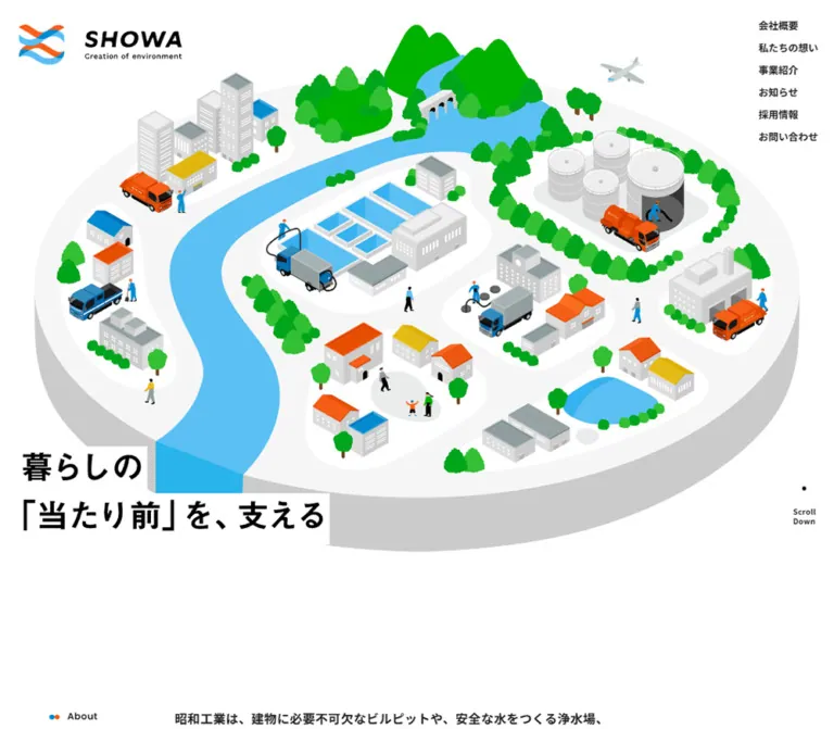 昭和工業 — 水と環境を描くイラストの企業サイトのWebサイトプレビュー