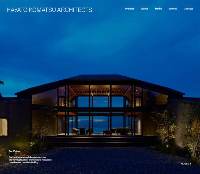 小松隼人建築設計事務所｜建築写真と余白を生かしたポートフォリオのWebサイトプレビュー