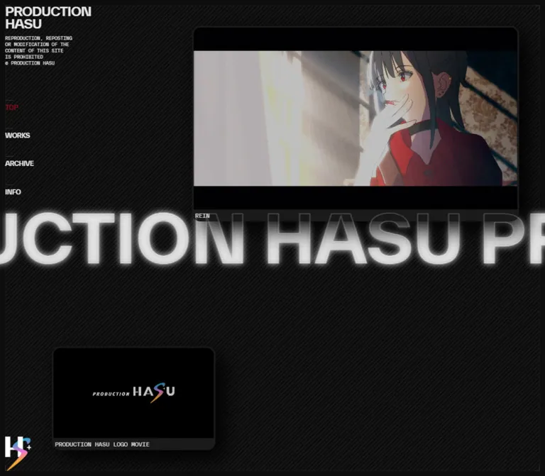 PRODUCTION HASU|映像が主役の制作ポートフォリオのWebサイトプレビュー