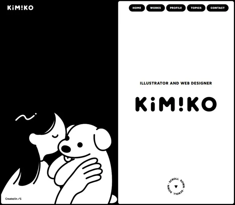 Kimiko｜イラストレーター・ウェブデザイナーのポートフォリオのWebサイトプレビュー