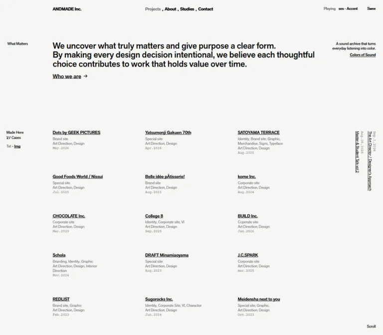 ANDMADE Inc.｜デザインスタジオの実績サイトのWebサイトプレビュー